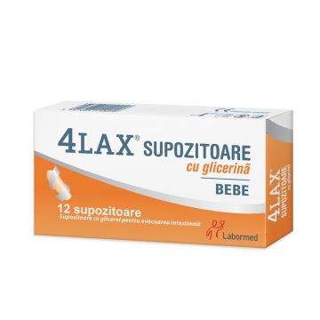 Supozitoare cu glicerina pentru bebe de la 2 ani 4Lax, 12 supozitoare, Labormed