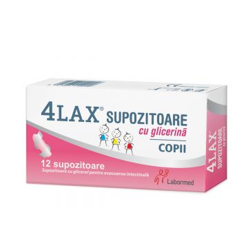 Supozitoare cu glicerina pentru copii 4Lax, 12 bucati, Labormed