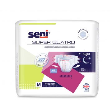 Scutece cu sistem inchis Super Quatro Medium, 10 bucati, Seni