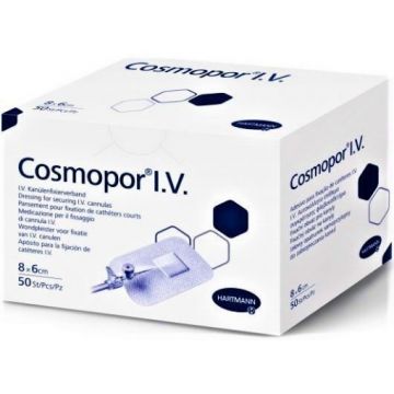 Hartmann Cosmopor I.V. plasture pentru fixare branule 8cm/6cm - 50 bucati