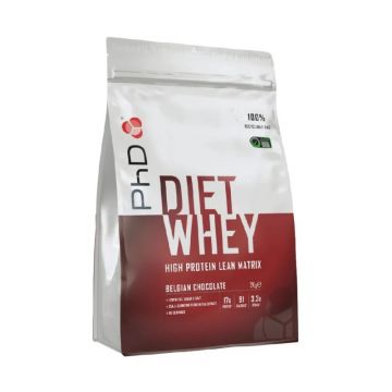 Pudra proteica cu aroma de ciocolata belgiana Diet Whey, 2kg, PhD