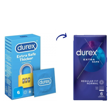 Prezervative Extra Safe, 6 bucati, Durex