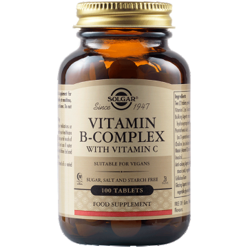 Complex Vitamina B cu Vitamina C, 100 tablete, Solgar