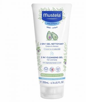 Gel de curățare 2 în 1 păr și corp, Mustela (Gramaj: 200 ml, Concentratie: Gel de curatare)