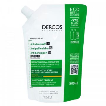 Vichy Sampon Dercos anti-matreata pentru par normal si uscat (Concentratie: Sampon, Gramaj: 500 ml Rezerva)