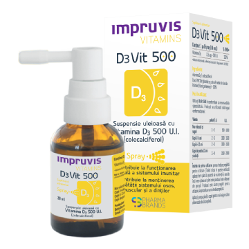 Suspensie uleioasa cu Vitamina D3 500UI Impruvis Spray, 20ml, Devit