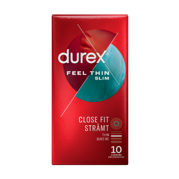 Prezervative Feel Thin Slim Fit, 10 bucati, Durex