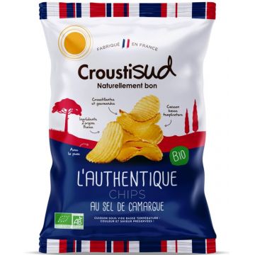 Chipsuri bio din cartofi cu sare de Camargue, 100g, Croustisud