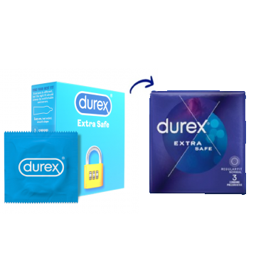 Prezervative Extra Safe, 3 bucati, Durex