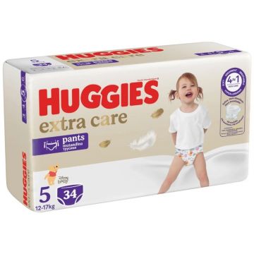 Scutece chilotel Extra Care Marimea 5 pentru 12 - 17kg, 34 bucati, Huggies