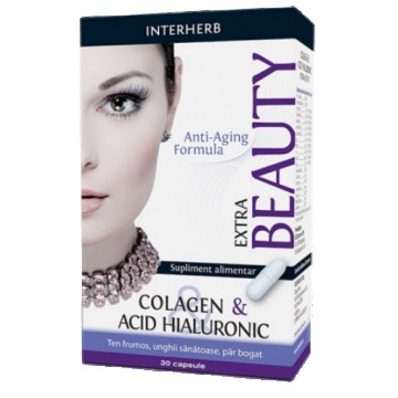 Interherb Colagen si Acid hialuronic Extra Beauty - 30 capsule