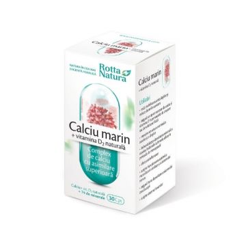 Rotta Natura Calciu marin + Vitamina D2 naturală - 30 capsule