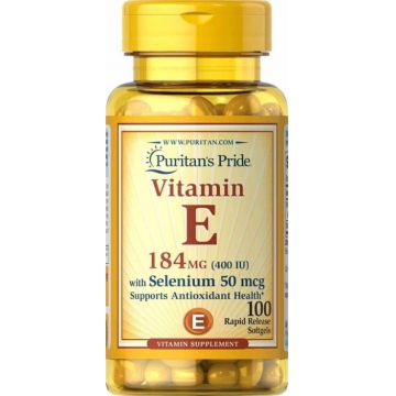 Puritan s Pride Vitamin E 184 mg (400 IU) with Selenium 50 mcg 100 softgels