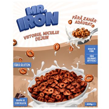 Cereale din ovaz fara zahar si fara gluten Ciocolata inghetata, 250g, Mr. Iron