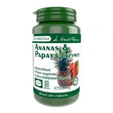 ProNatura Ananas si papaya enzymes - 60 comprimate