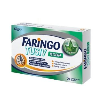 FaringoTusiv cu extract de iedera - 24 comprimate de supt