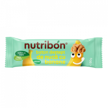 Baton vegan nuca cu banane, 30g, Nutribon