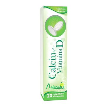 Calciu cu Vitamina D, 20 comprimate efervescente, Naturalis