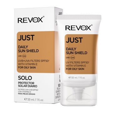 Crema cu protectie solara pentru ten gras SPF 50+ Daily Sun Shield Just Revox, 30 ml