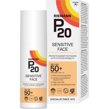 Crema de fata cu protectie solara SPF 50+ Sensitive P20 Riemann, 50 ml (Gramaj: 50 ml)