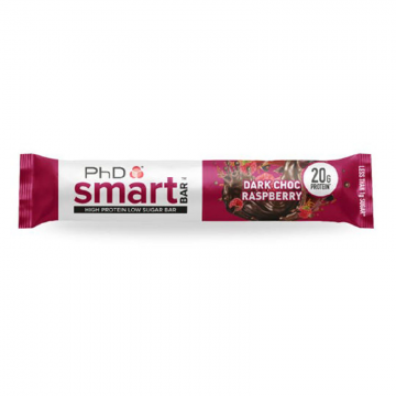 Baton proteic Smart Bar Dark Choc Raspberry, 64 g, PhD Nutrition