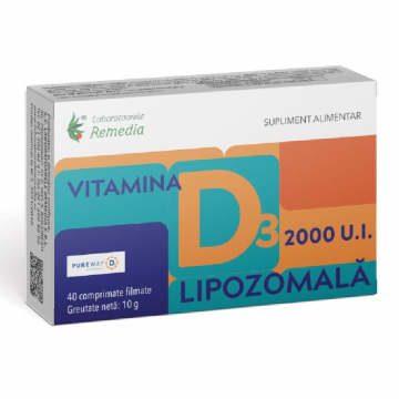 Vitamina D3 2000UI Lipozomala, 40 comprimate, Remedia