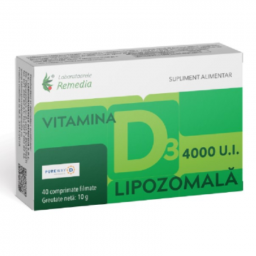 Vitamina D3 4000UI Lipozomala, 40 comprimate, Remedia