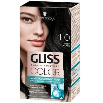 Vopsea de par Color 1-0 Negru Intens, 143ml, Gliss