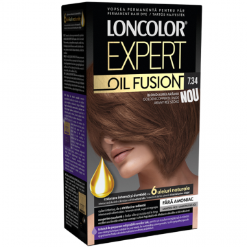 Vopsea de par permanenta Expert Oil Fusion Nr 7.34, 115ml, Loncolor