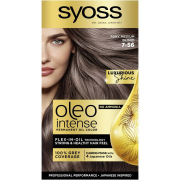 Vopsea de par permanenta fara amoniac 7-56 Blond Mediu Cenusiu Color Oleo Intense, 115ml, Syoss