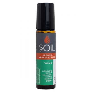 Roll-on cu uleiuri esentiale pure organice Ecocert concentrare Focus, 10ml, Soil