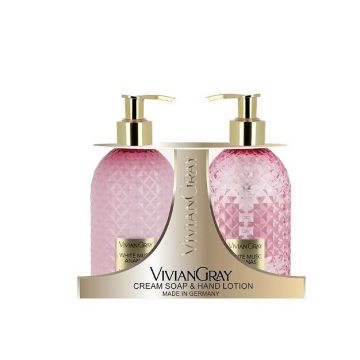 Set cadou Sapun lichid Femei Gemstone Pink, White Musk & Pineapple, 300 ml + Crema de maini, 300 ml