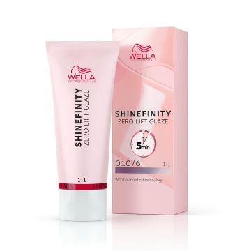 Vopsea demi-permanenta Shinefinity Zero Lift Glaze 010/6 blond luminos violet, 60 ml, Wella Professionals