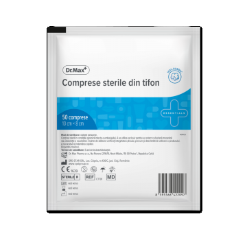 Dr. Max Comprese sterile taiate 10cm x 8cm, 50 bucati