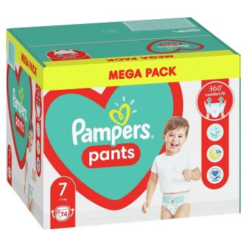 Scutece Pants Junior Marimea 7 pentru 17 kg+ Mega Box, 74 bucati, Pampers