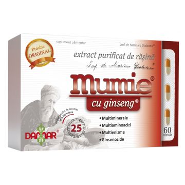 Extract purificat de rasina Mumie cu Ginseng, 60 capsule, Damar