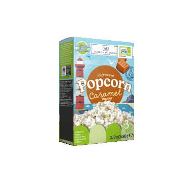 Popcorn pentru microunde cu aroma de caramel, 3 x 90g, Maison Popcorn