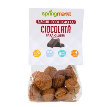 Biscuiti Eco cu ciocolata fara gluten, 100g, Springmarkt