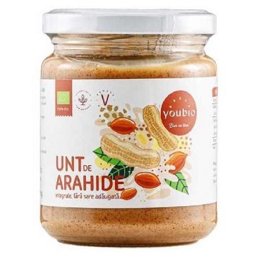 Pasta de arahide integrale ecologica, 250g, Youbio