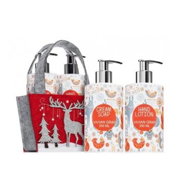 Set cadou Sapun lichid Femei Vivian Gray Glittering Christmas Orange Blossom, 250 ml + Crema de maini, 250 ml