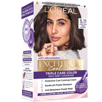 Vopsea de par permanenta Excellence Cool Creme 5.11 Saten Deschis Ultra-Cenusiu, 192ml, L'Oreal Paris