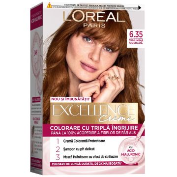 Vopsea de par permanenta Excellence Creme 6.35 Chihlimbar Ciocolata, 192ml, L'Oreal Paris