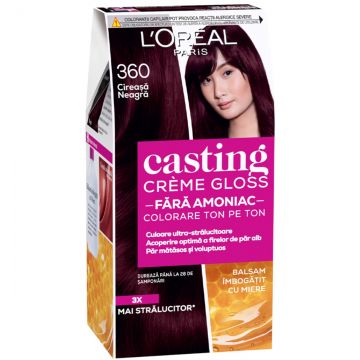 Vopsea de par semi-permanenta fara amoniac Casting Creme Gloss 360 Cireasa Neagra, 180ml, L'Oreal Paris