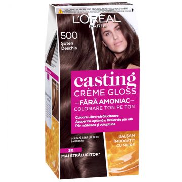 Vopsea de par semi-permanenta fara amoniac Casting Creme Gloss 500 Saten Deschis, 180ml, L'Oreal Paris