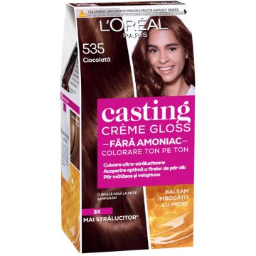 Vopsea de par semi-permanenta fara amoniac Casting Creme Gloss 535 Ciocolata, 180ml, L'Oreal Paris