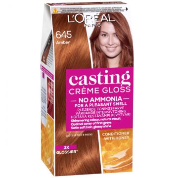 Vopsea de par semi-permanenta fara amoniac Casting Creme Gloss 645 Amber, 180ml, L'Oreal Paris