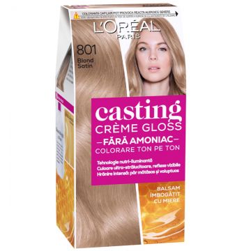 Vopsea de par semi-permanenta fara amoniac Casting Creme Gloss 801 Blond Satin, 180ml, L'Oreal Paris