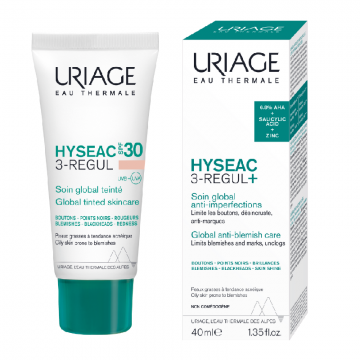 Crema colorata 3-Regul, SPF 30, Hyseac, 40 ml, Uriage