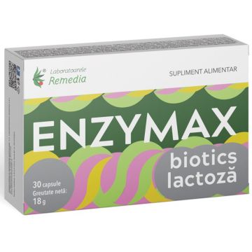 Enzymax Biotics Lactoza, 30 capsule, Laboratoarele Remedia