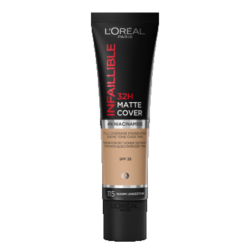 Fond de ten mat Infaillible 32H Matte Cover 115 Warm Undertone, 30ml, L'Oreal Paris